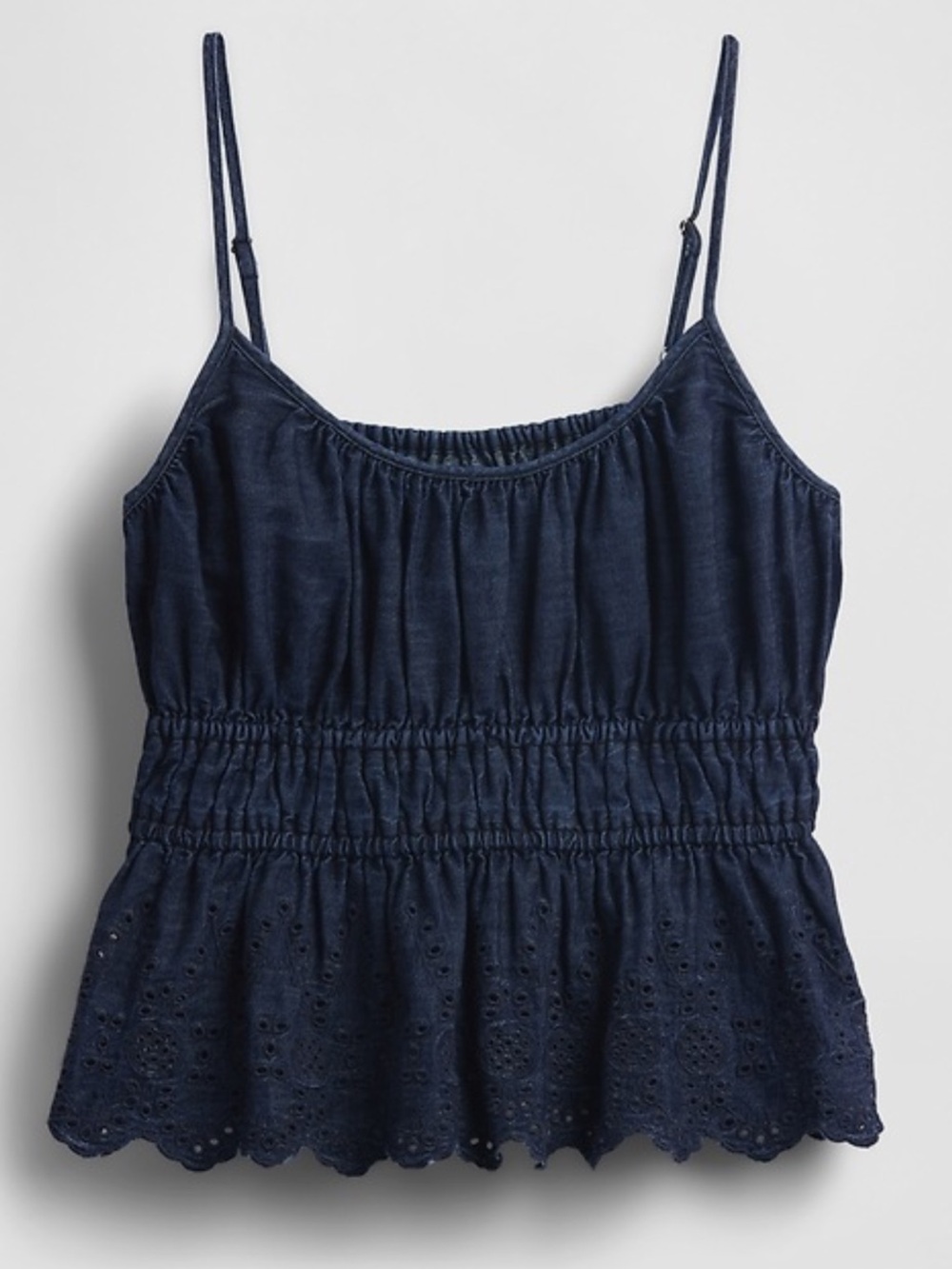 NWT GAP Smocked Eyelet Denim Cami size small